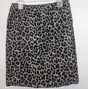 CAbi Leopard Print Pencil Skirt - Black and Cream